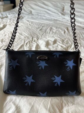 Coach Quinn Star Canyon Crossbody Bag with Blue Star Print and Chain Strap
